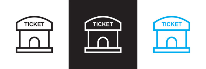Ticket office icon. Isolated on white and black background. Vector illustration. EPS 10