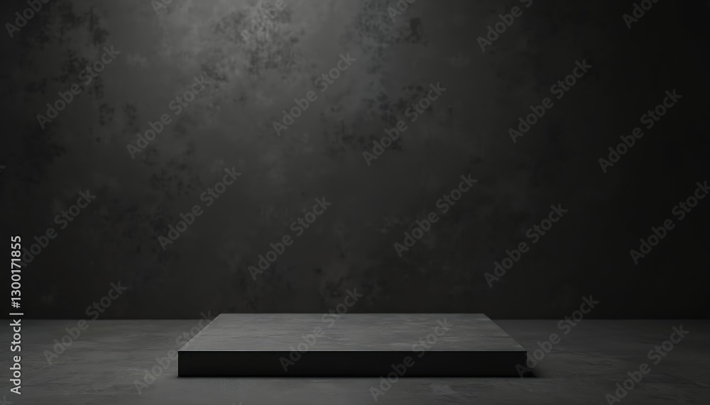Poster dark grey background elevated platform ideal for product display. grunge wall texture adds depth to 