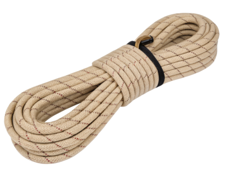 Beige climbing rope on a transparent background