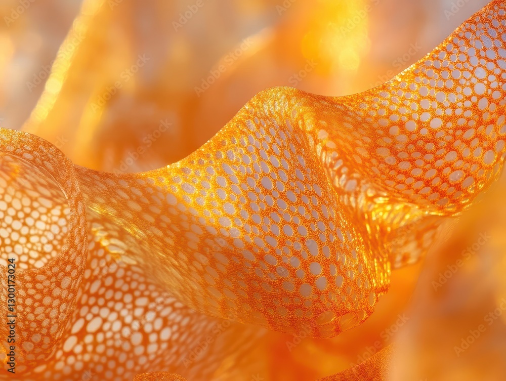 Aufkleber close-up shot of vibrant orange textile with flowing texture and light play captured in soft focus f