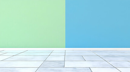 Pastel Green And Blue Wall Room Interior
