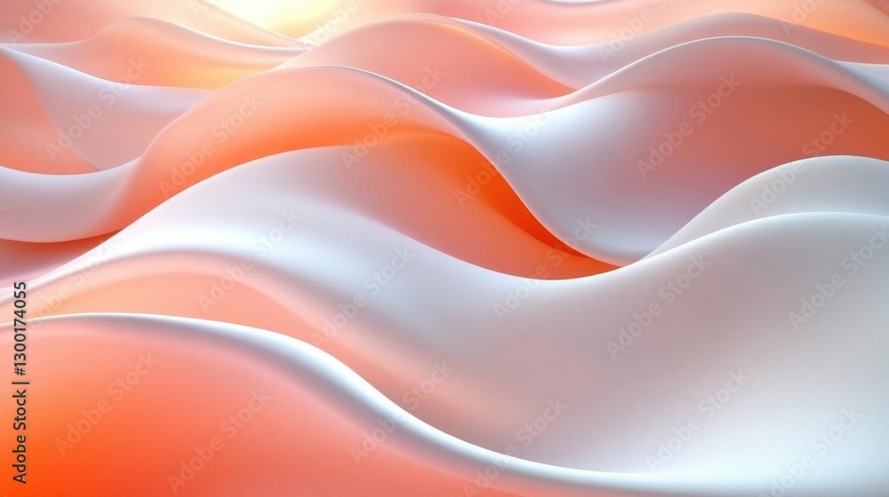 Poster abstract soft wave pattern with orange and white colors