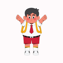 Boy student with yellow backpack cartoon character illustration