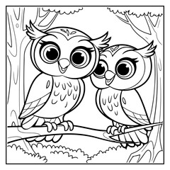 Cute Owl Bold and Easy Coloring Book for Kids and Adults