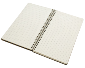 Open dotted notebook on a transparent background
