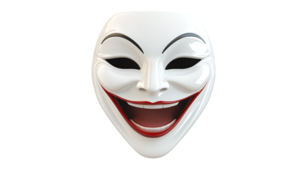 Smiling white mask, expressing joy, theater, and festive celebrations smiling