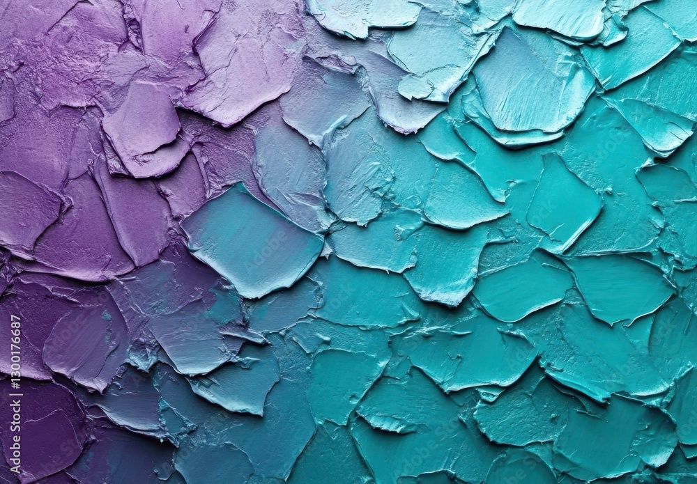 Poster colorful abstract background with thick layers of purple and teal paint texture creating a dynamic a