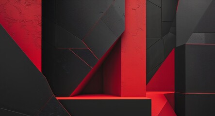 Abstract Black and Red Geometric Background