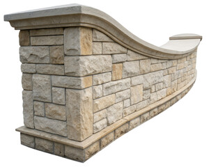 Curved stone wall on a transparent background