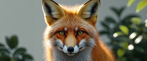 Obraz premium Close view of a fox displaying sharp features and intense gaze in a natural habitat during daylight.