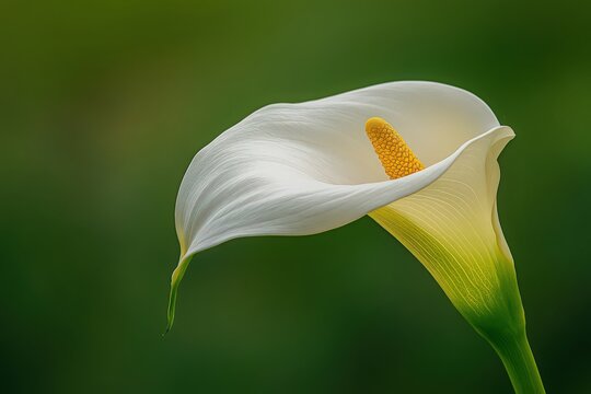 White Calla Lily with Yellow Center Close-up