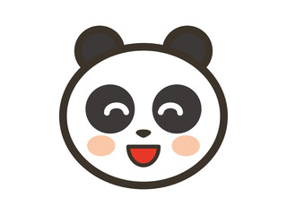ニコニコ笑顔のかわいいパンダの顔のアイコンイラスト