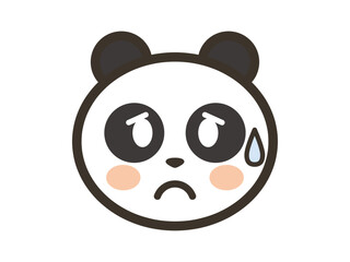 困り果てた表情のかわいいパンダの顔のアイコンイラスト