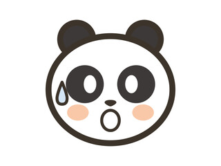 焦って冷や汗をかくかわいいパンダの顔のアイコンイラスト