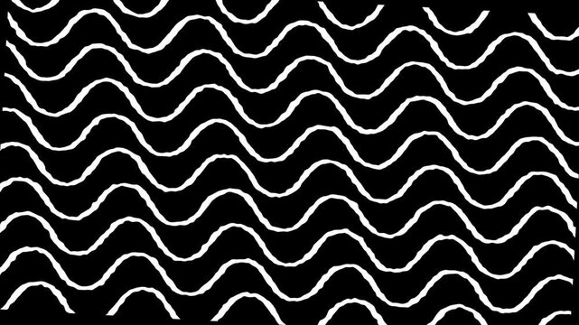 Scribble Zigzag Lines Hand-Drawn Chalk Sketch Animation on Black Background in 4K and HD for Texture and Design