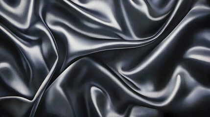 Obraz premium Draped dark gray silk fabric, textured background, elegant studio shot, design resource