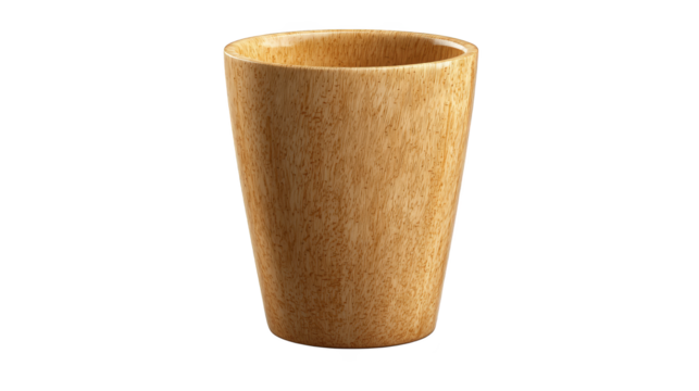 Stylish wooden cup with blue lid, ecofriendly choice for hot and cold beverages