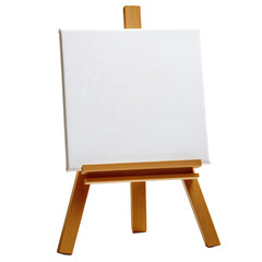 Isolated wooden easel with empty canvas