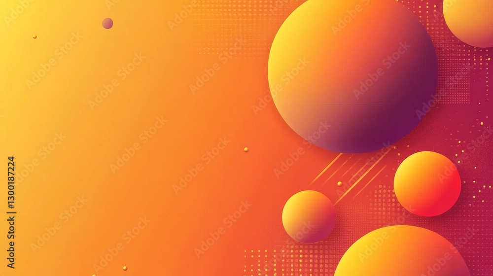 Poster an energetic orange abstract background with geometric shapes and swirling patterns, made in a moder