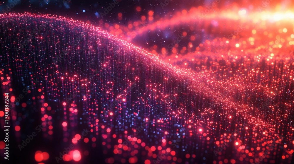 Poster abstract colorful glowing particle wave design