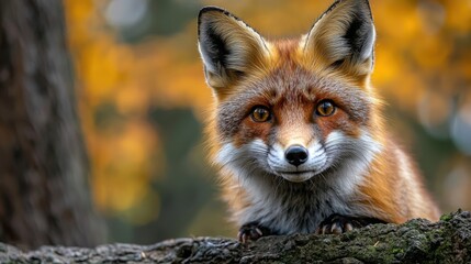 Fototapeta premium Captivating Red Fox with Beautiful Orange Fur in Autumn Setting