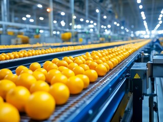 Fototapeta premium Citrus fruit sorting system that uses an automated conveyor belt