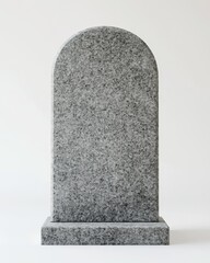 Blank granite gravestone studio shot, white background