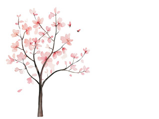 delicate cherry blossom tree with pink flowers in full bloom, symbolizing spring
