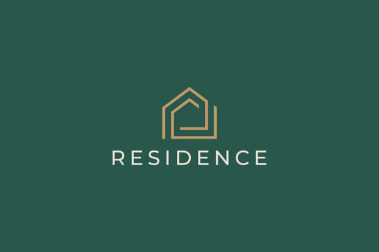 Elegant and Minimalist Gold House Logo for Real Estate and Property Management