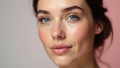 Young woman with smooth skin after hyaluronic acid injection, facial rejuvenation, facial rejuvenation procedure, dermal fillers