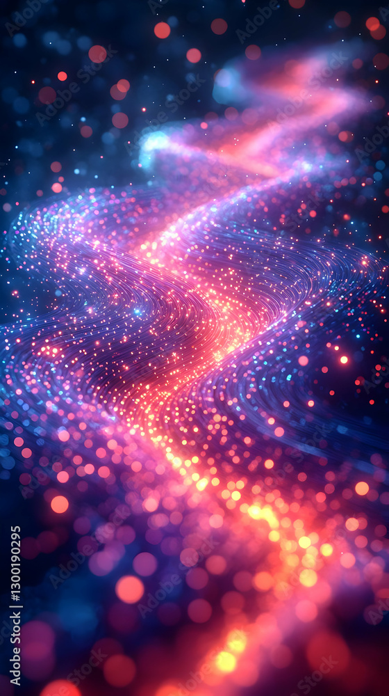 Poster abstract colorful glowing particle design
