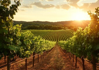 Naklejka premium Capture Scenic Views at Kobyli Vrch on the Vineyard Lookout Trail in the Czech Republic