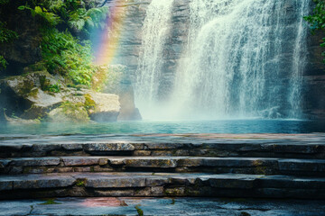 The stage is made of stone.