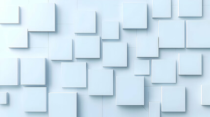 Abstract Geometric Pattern Of Light Blue Cubes Arranged Randomly On White Surface