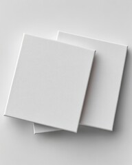 Blank square canvases, mockup, white background, studio shot, design