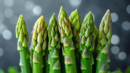 Fresh green asparagus tips forming a healthy bunch