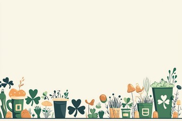 St. PatrickA's Day minimalist design with space for text and simple icons.