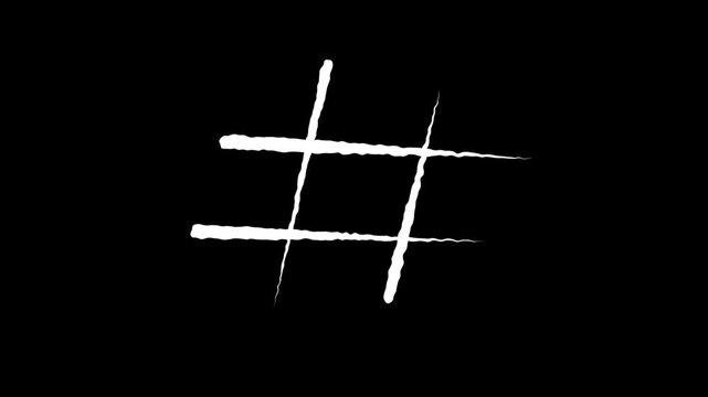 Scribble Hashtag Symbol Hand-Drawn Animation in 4K and HD for Social Media and Trends
