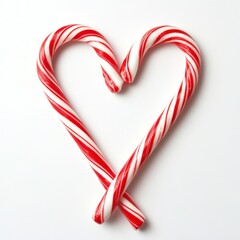 Fototapeta premium Candy canes heart shape, white background, holiday