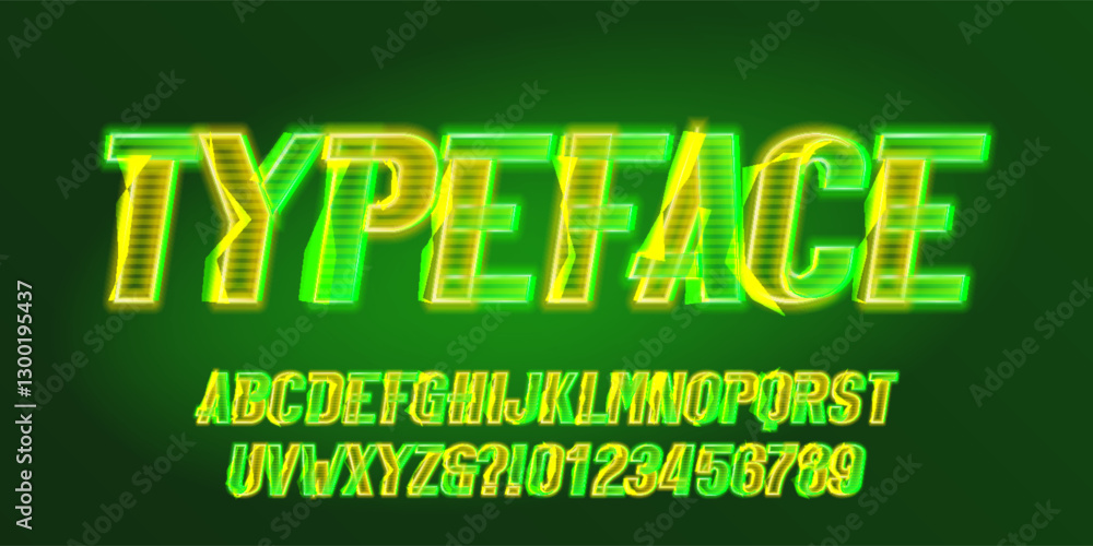 Fototapete 2 tone neon abstract typeface. futuristic neon letters and numbers. stock vector alphabet for your d