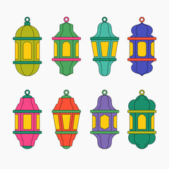 Colorful Lantern Decorative Illustration Vector