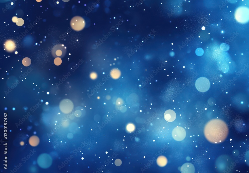 Poster dreamy blue background with soft circular bokeh lights and subtle sparkles ideal for textures in pho