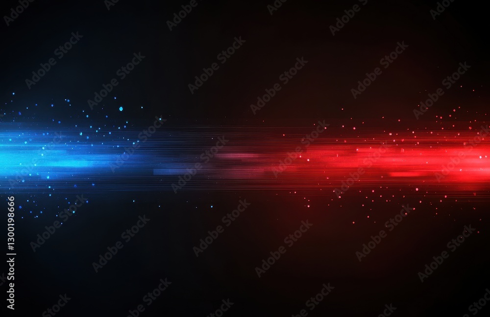 Poster dynamic abstract background with vibrant blue and red light streaks creating a sense of speed and mo