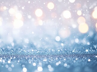 Obraz premium Dreamy Winter Background with Soft Snowflakes and Delicate Bokeh Lights in Blue and White Tones for Holiday and Seasonal Designs