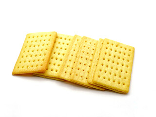 Crispy biscuits isolated on a clean white background
