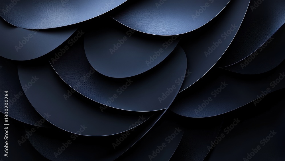 Poster elegant abstract background with layered curved shapes in deep blue tones for modern design projects