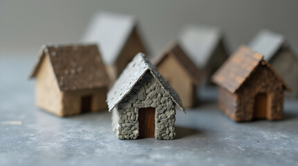 Rustic Handmade Paper Miniature Houses Village Scene