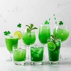 mojito cocktail with lime and mint, st patrick's day theme