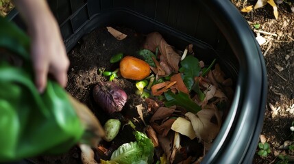 Backyard composting process in container.
