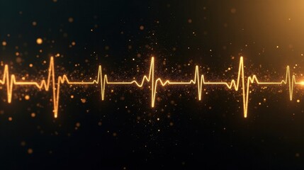 A stock illustration that represents the concept of Media transparency in Black and gold colors, blending gradients with metaphors of Medical cross and heartbeat lines
